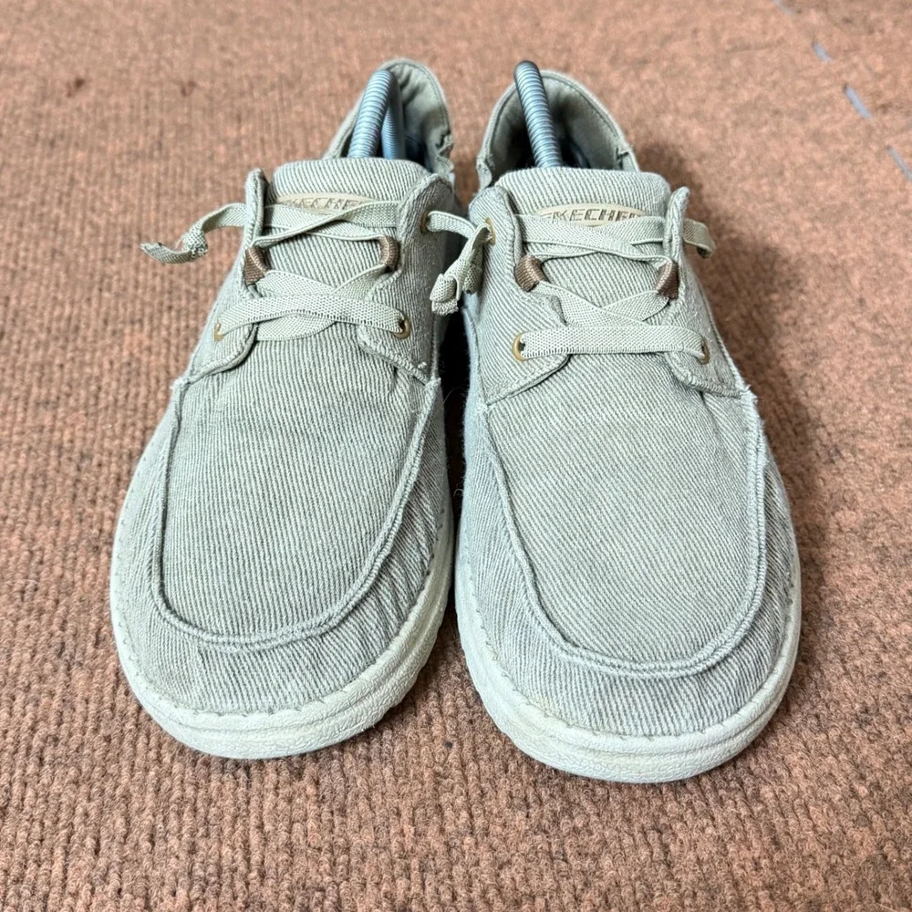 Skechers On-the-GO Flex Ashore Tan Canvas Boat Shoes Mens 9.5‎ 66384 Loafers